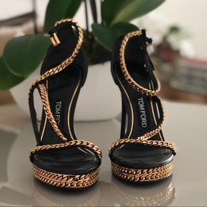 Tom Ford  gold chain 5 inch heel